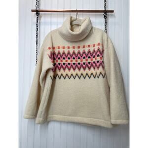 LOFT Womens Sherpa Fleece Sweater Top Cowl Mock Neck Pullover Sweater Top Size L